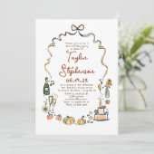 Pompoenen Whimsical Funky Hand getrokken Herfst Ve Kaart (Staand voorkant)