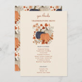 Pompoenen Wildflowers Thanksgiving Dinner Menu (Voorkant / Achterkant)