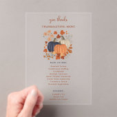 Pompoenen Wildflowers Thanksgiving Dinner Menu Acryl Uitnodigingen (Insitu (Draagbaar))