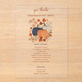 Pompoenen Wildflowers Thanksgiving Dinner Menu Acryl Uitnodigingen (Voorkant)