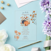 Pompoenen Wildflowers Thanksgiving Dinner Menu Acryl Uitnodigingen (Insitu (Huwelijk))
