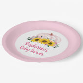 Pompoenen Zonnebloem Roze Herfst Baby shower Papieren Bordje (Gekanteld)