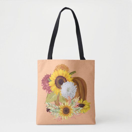 Pompoenen, Zonnebloemen en Mama's Herfstkleuren Tote Bag (Voorkant)