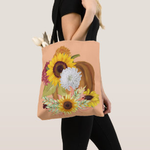 Pompoenen, Zonnebloemen en Mama's Herfstkleuren Tote Bag