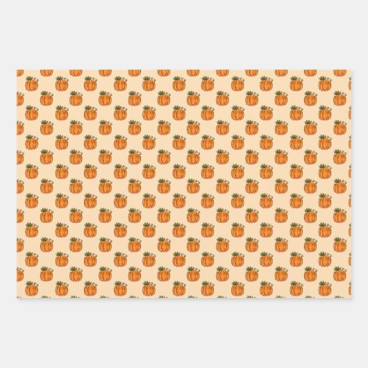 Pompoenen, Zonnebloemen en Paddenstoelen op Cream Inpakpapier Vel (Voorkant 2)