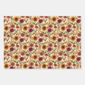 Pompoenen, Zonnebloemen en Paddenstoelen op Cream Inpakpapier Vel (Voorkant)