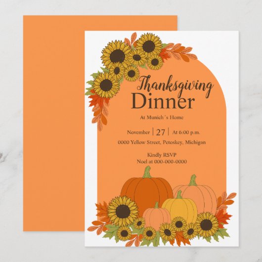 Pompoenen & Zonnebloemen Herfst Foliage Thanksgivi Kaart (Voorkant / Achterkant)