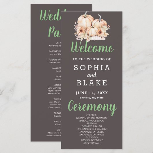 Pompoenen & Zonnebloemen Herfst grijs bruiloft pro (Voorkant / Achterkant)