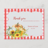 Pompoenen Zonnebloemen Herfst Herfst Trouwen Dank  Briefkaart (Voorkant)