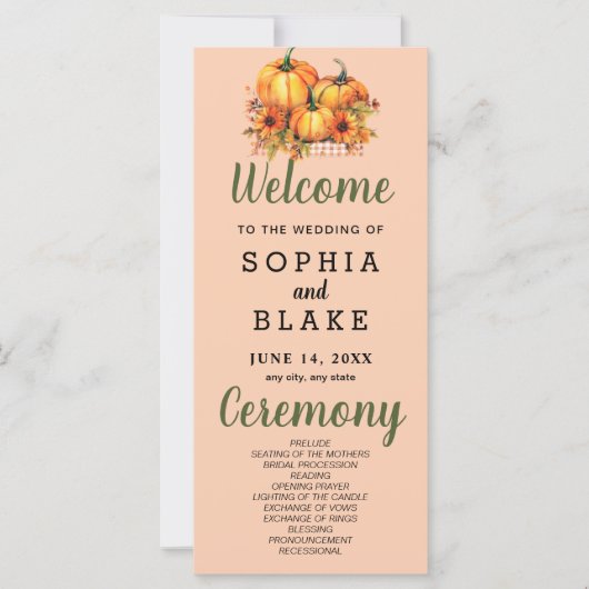 Pompoenen & Zonnebloemen Herfst Oranje Trouwprogra (Voorkant)