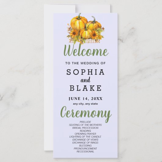 Pompoenen & Zonnebloemen Herfst Paarse bruiloft pr (Voorkant)