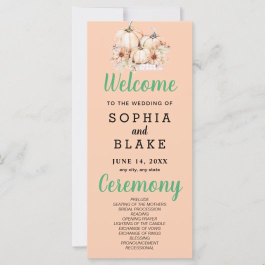 Pompoenen & Zonnebloemen Herfst Sinaasappel bruilo (Voorkant)