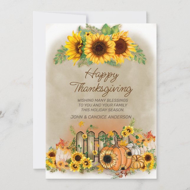 Pompoenen Zonnebloemen Picket Fences Thanksgiving (Voorkant)