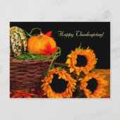Pompoenen & Zonnebloemen Thanksgiving Feestdagenkaart (Voorkant)