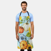 Pompoenen, zonnebloemen, waterverf illustratie schort (Gedragen)