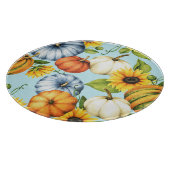 Pompoenen, zonnebloemen, waterverf illustratie snijplank (Hoek)