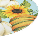 Pompoenen, zonnebloemen, waterverf illustratie snijplank (Hoek)