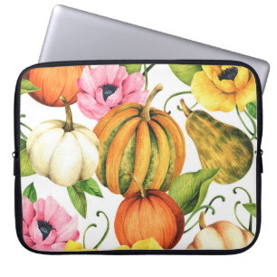 Pompoenen Zonnebloemen: Waterverf Patroon Design Laptop Sleeve