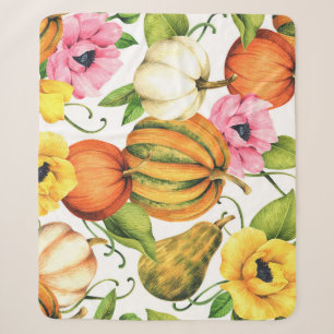 Pompoenen Zonnebloemen: Waterverf Patroon Design Sherpa Deken