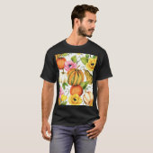 Pompoenen Zonnebloemen: Waterverf Patroon Design T-shirt (Voorkant volledig)