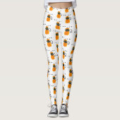 Pompoenen, zwarte kat en Eyeballen, Halloween Patt Leggings (Voorkant)