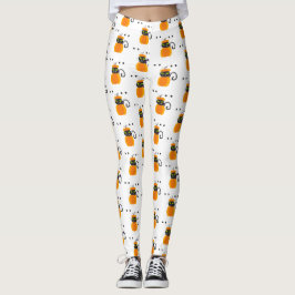 Pompoenen, zwarte kat en Eyeballen, Halloween Patt Leggings