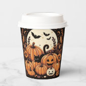 Pompoenen, zwarte katten, vleermuizen en een volle papieren bekers (Voorkant)