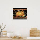 Pompoenetiket Antiek Vlinder Merk Poster (Keuken)