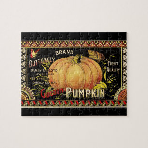 Pompoenetiket Antique Vlinder Merk Legpuzzel