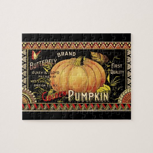 Pompoenetiket Antique Vlinder Merk Legpuzzel (Horizontaal)
