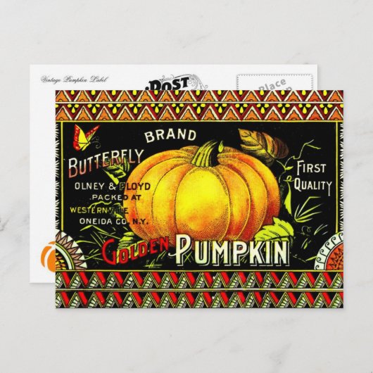  pompoenetiket briefkaart (Voorkant / Achterkant)