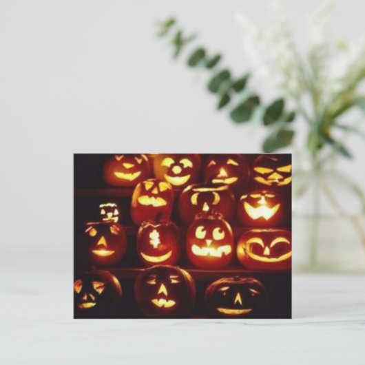 Pompoenexpressies Halloween Briefkaart (Staand voorkant)