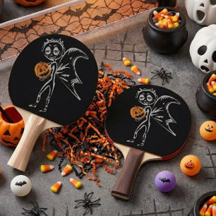 Pompoenfeeën hebben plezier op Halloween Tafeltennisbatje