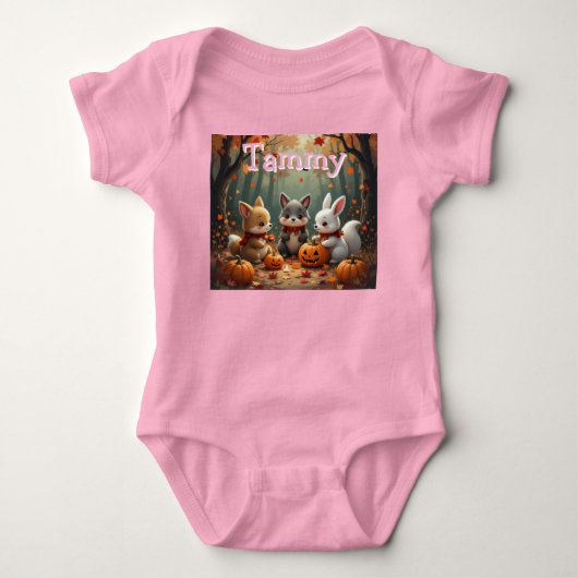Pompoenfeest met vrienden personaliseer romper (Voorkant)