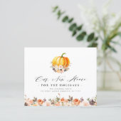 pompoenflorale Thanksgiving bewegende aankondiging (Staand voorkant)