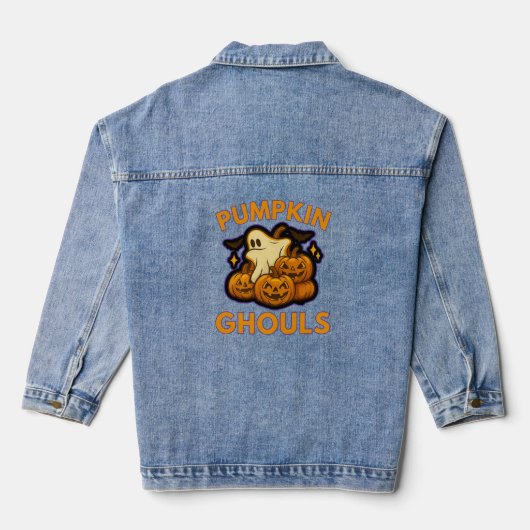 Pompoengeesten Halloween Geest & Jack-O'-Lanterns Denim Jacket (Achterkant)