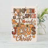 Pompoengekruid en Jezus Christus | Geloof & Herfst Feestdagenkaart (Staand voorkant)