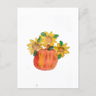 Pompoengele zonnebloemen briefkaart