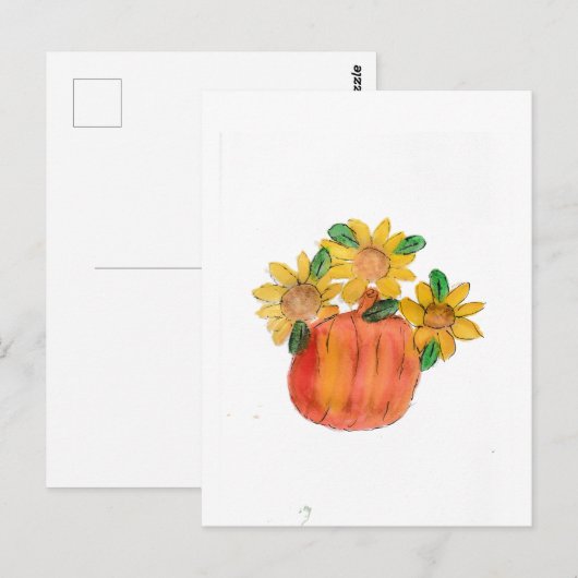Pompoengele zonnebloemen briefkaart (Voorkant / Achterkant)