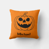 Pompoengesicht Jack O Lantern Met Naam Kussen (Achterkant)