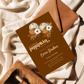 Pompoengeslacht onthult baby shower van bloemen kaart