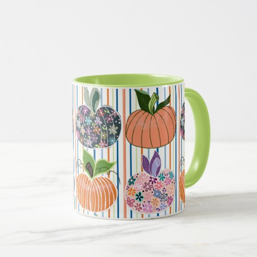 Pompoengestreepte mok (Voorkant rechts)