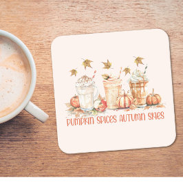Pompoengewurzels Herfst Drink Grappige Quote Kartonnen Onderzetters