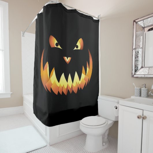 Pompoengezicht 4 voor Halloween Douchegordijn (In situ)
