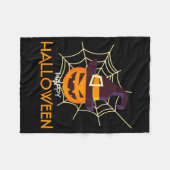 Pompoengezicht jack o lantaarn spinnenweb hallowee fleece deken (Voorkant (Horizontaal))