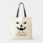 Pompoengezicht Modern Script Happy Halloween Custo Tote Bag (Achterkant)