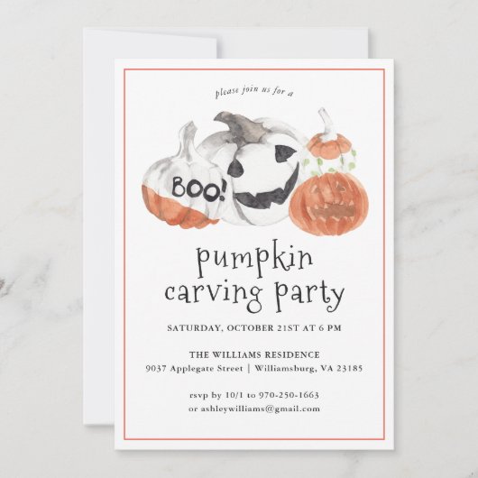 pompoengravure | Uitnodiging voor Halloween Party (Voorkant)