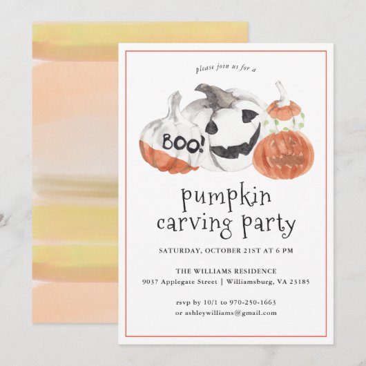 pompoengravure | Uitnodiging voor Halloween Party (Voorkant / Achterkant)