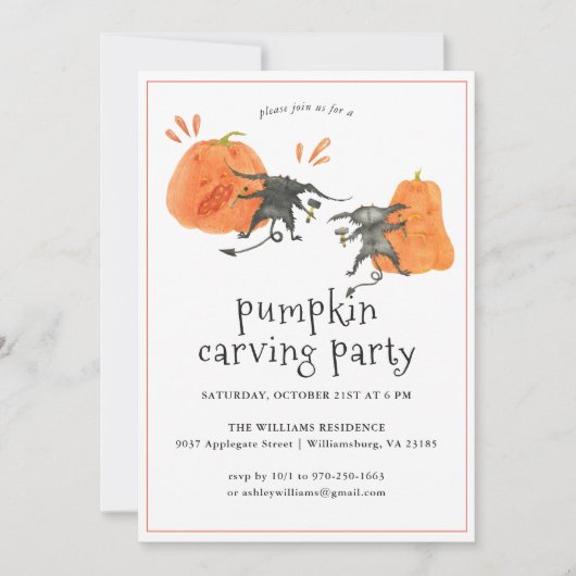 pompoengravure | Uitnodiging voor Halloween Party (Voorkant)