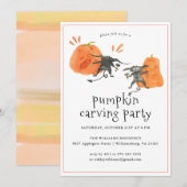 pompoengravure | Uitnodiging voor Halloween Party (Voorkant / Achterkant)